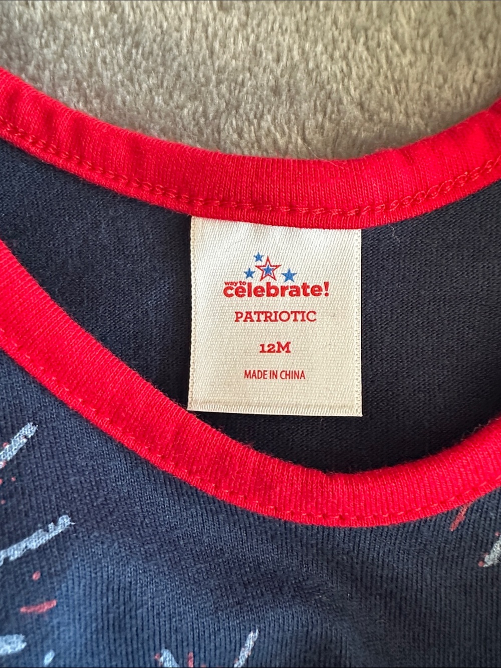 NWTS Celebrate Patriotic Kids Navy Star Print Tank & ShortsSet Red Trim 12 mos - Picture 7 of 8